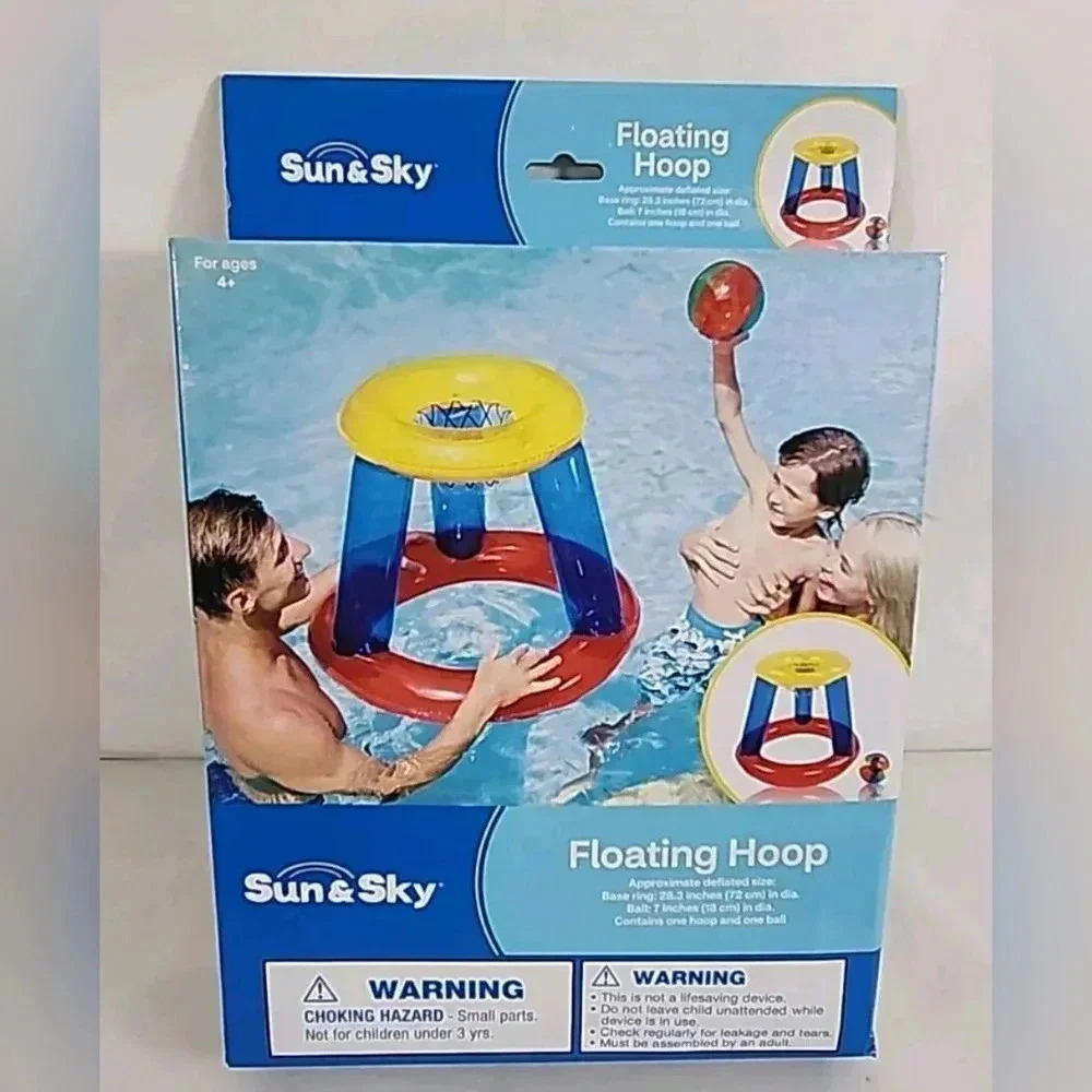 Water Basketball Game Floating Hoop Inflatable Blow-Up Outdoor Pool Games New